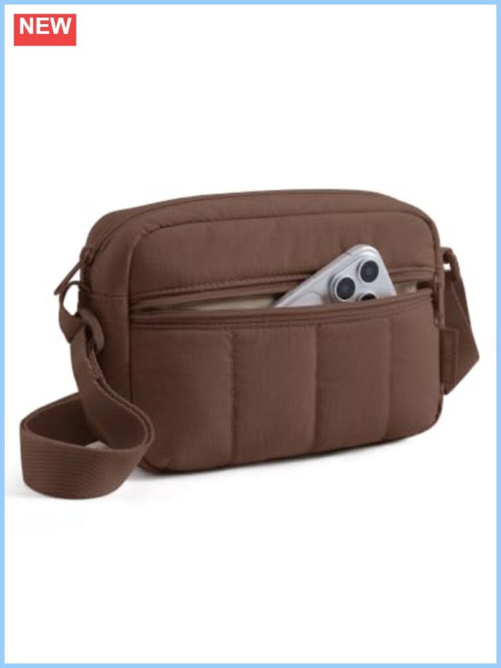 Women's Mini Crossbody Bag Water-Resistant Puffy Travel Purse with Adjustable